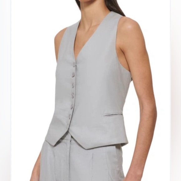 DKNY Womens Button Linen Blend Vest NWT SIZE XS - Picture 1 of 6